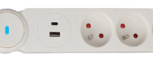 MULTIPRISE 3X +INT +USB A/C +1,5M BLANC